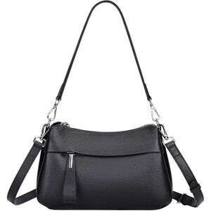 Genuine Leather Black Crossbody Bag Women Small Hobo Shoulder Purse Straps